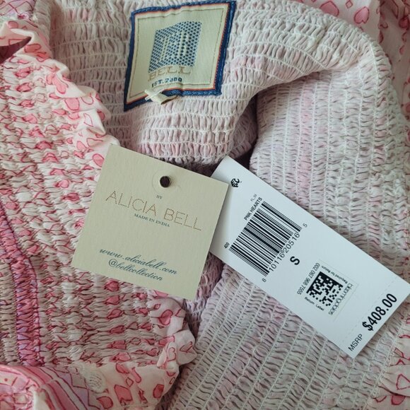 NEW ALICIA BELL Pink Hearts Tiered Maxi Dress Size S - Picture 6 of 7